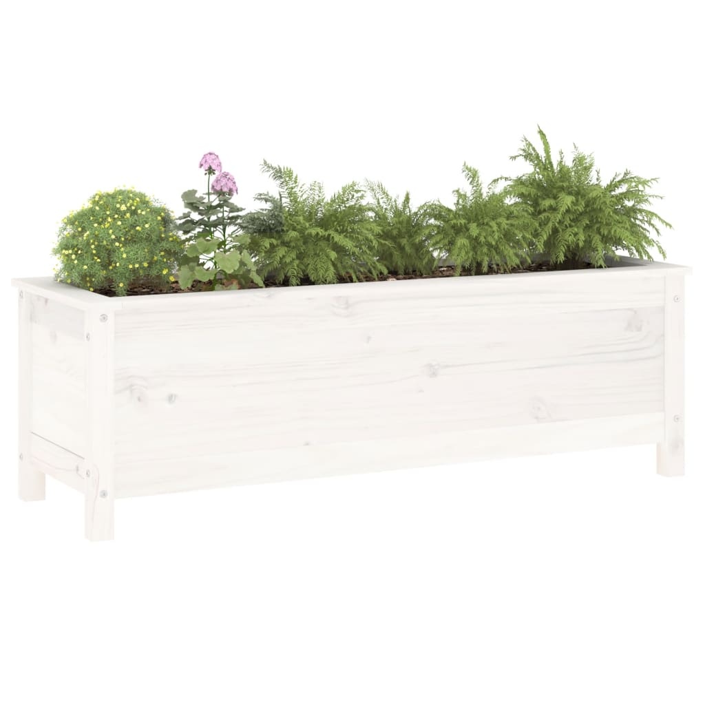 VidaXL Plantenbak verhoogd 119,5x40x39 cm massief grenenhout wit