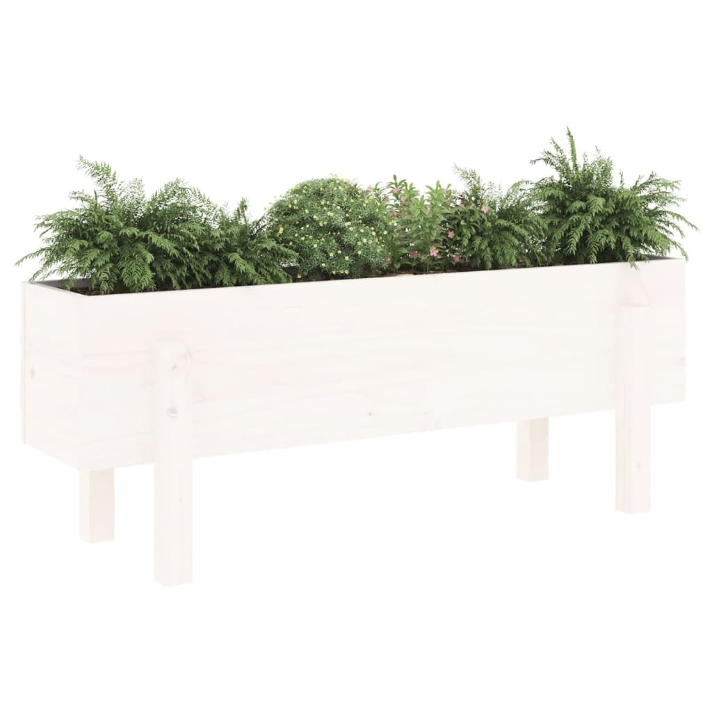 VidaXL Plantenbak verhoogd 101x30x38 cm massief grenenhout wit