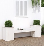 VidaXL Bankje met plantenbakken 184,5x39,5x56,5 cm grenenhout wit