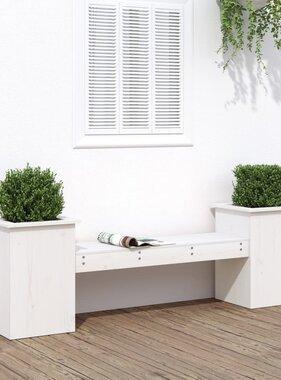 VidaXL Bankje met plantenbakken 184,5x39,5x56,5 cm grenenhout wit