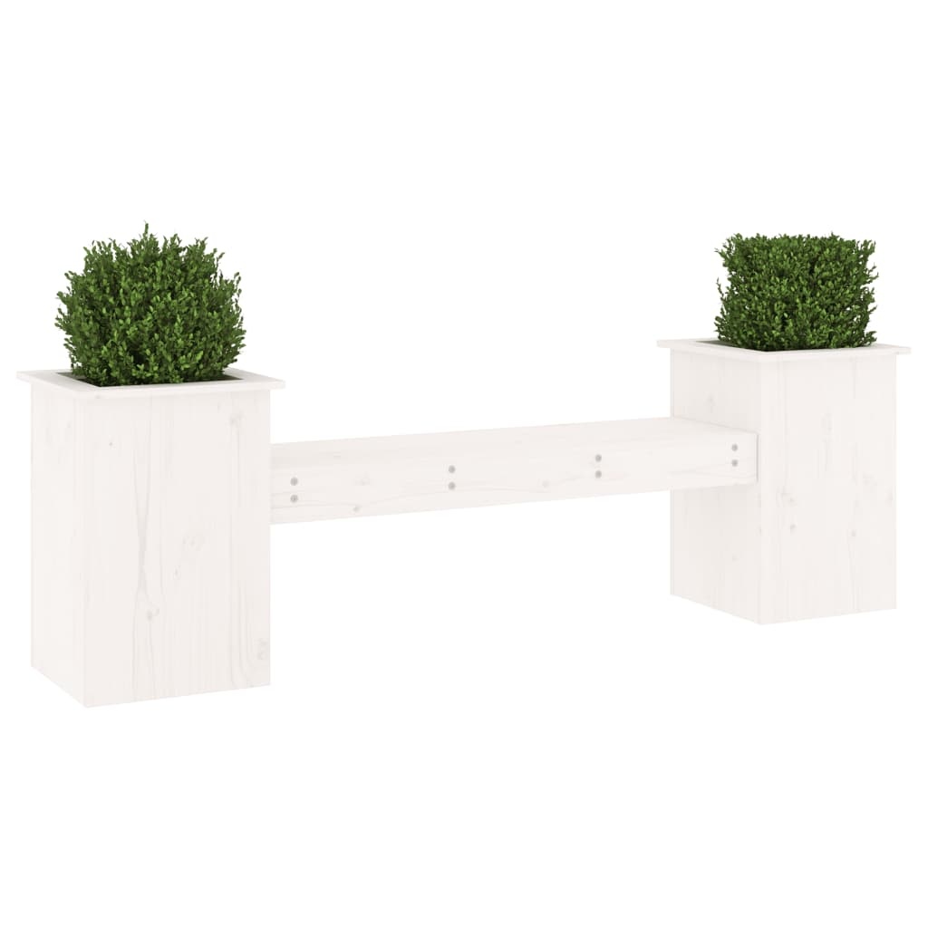 VidaXL Bankje met plantenbakken 184,5x39,5x56,5 cm grenenhout wit