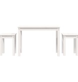 VidaXL Tafeltjesset 3 st massief grenenhout wit