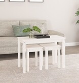 VidaXL Tafeltjesset 3 st massief grenenhout wit