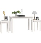 VidaXL Tafeltjesset 3 st massief grenenhout wit