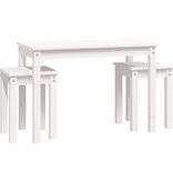 VidaXL Tafeltjesset 3 st massief grenenhout wit