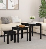 VidaXL Tafeltjesset 3 st massief grenenhout zwart