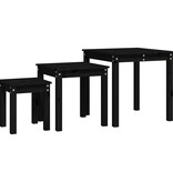 VidaXL Tafeltjesset 3 st massief grenenhout zwart