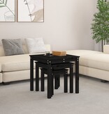 VidaXL Tafeltjesset 3 st massief grenenhout zwart