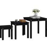 VidaXL Tafeltjesset 3 st massief grenenhout zwart