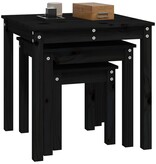 VidaXL Tafeltjesset 3 st massief grenenhout zwart