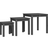 VidaXL Tafeltjesset 3 st massief grenenhout grijs