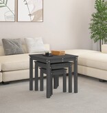 VidaXL Tafeltjesset 3 st massief grenenhout grijs