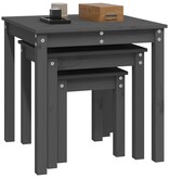 VidaXL Tafeltjesset 3 st massief grenenhout grijs