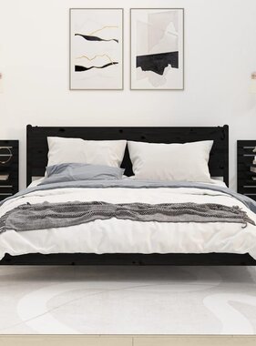 VidaXL Nachtkastjes wandgemonteerd 2 st massief grenenhout zwart