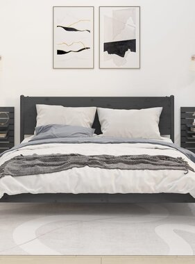 VidaXL Nachtkastjes wandgemonteerd 2 st massief grenenhout grijs