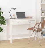 VidaXL Bureau met lades 100x50x78 cm massief grenenhout wit