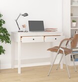 VidaXL Bureau met lades 100x50x78 cm massief grenenhout wit