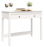 VidaXL Bureau met lades 100x50x78 cm massief grenenhout wit