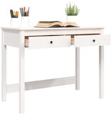 VidaXL Bureau met lades 100x50x78 cm massief grenenhout wit