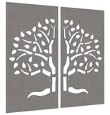 VidaXL Wanddecoratie tuin 2 st boomontwerp 105x55 cm cortenstaal