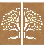 VidaXL Wanddecoratie tuin 2 st boomontwerp 105x55 cm cortenstaal