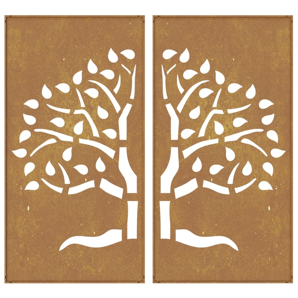 VidaXL Wanddecoratie tuin 2 st boomontwerp 105x55 cm cortenstaal