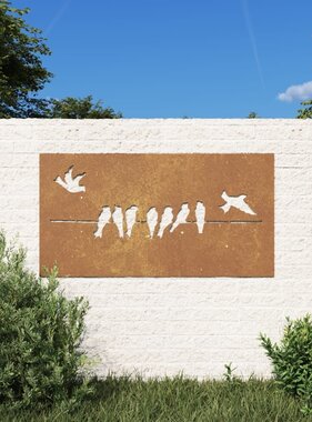 VidaXL Wanddecoratie tuin vogelontwerp 105x55 cm cortenstaal