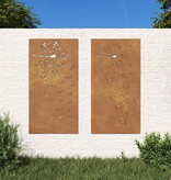 VidaXL Wanddecoratie tuin 2 st bloemenontwerp 105x55 cm cortenstaal