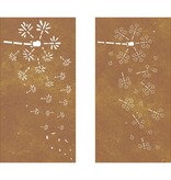 VidaXL Wanddecoratie tuin 2 st bloemenontwerp 105x55 cm cortenstaal