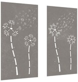VidaXL Wanddecoratie tuin 2 st bloemenontwerp 105x55 cm cortenstaal