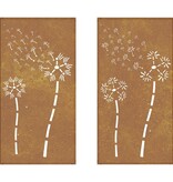 VidaXL Wanddecoratie tuin 2 st bloemenontwerp 105x55 cm cortenstaal