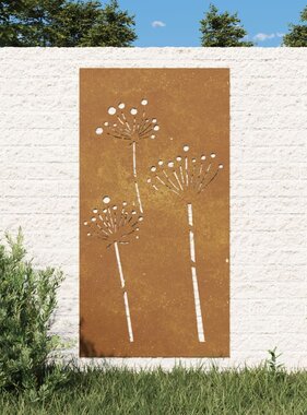 VidaXL Wanddecoratie tuin bloemenontwerp 105x55 cm cortenstaal
