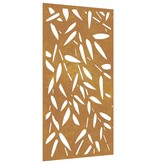 VidaXL Wanddecoratie tuin bamboebladontwerp 105x55 cm cortenstaal