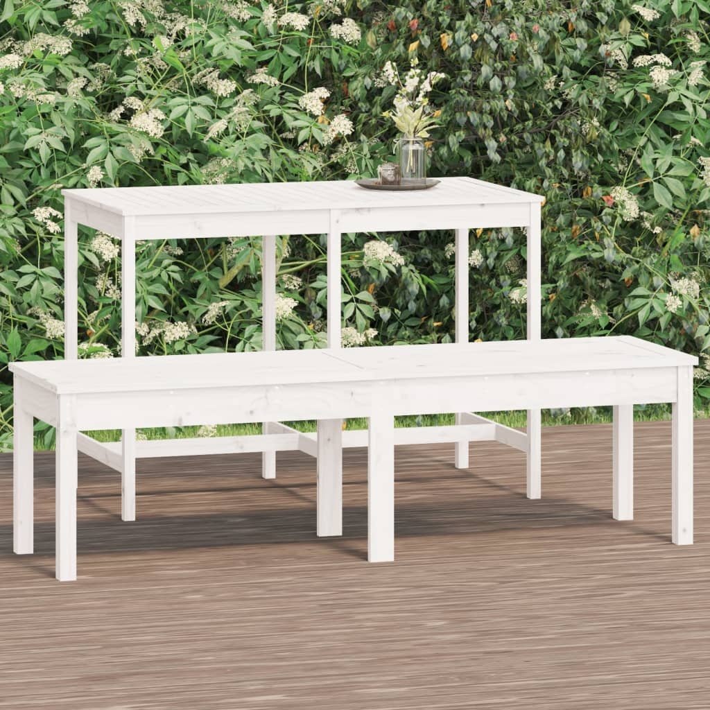 VidaXL Tuinbank 2-zits 159,5x44x45 cm massief grenenhout wit