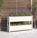 VidaXL Plantenbak 112x25x66 cm massief grenenhout wit