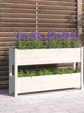 VidaXL Plantenbak 112x25x66 cm massief grenenhout wit