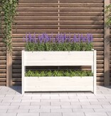 VidaXL Plantenbak 112x25x66 cm massief grenenhout wit