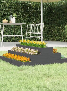 VidaXL Plantenbak 80x80x27 cm massief grenenhout grijs