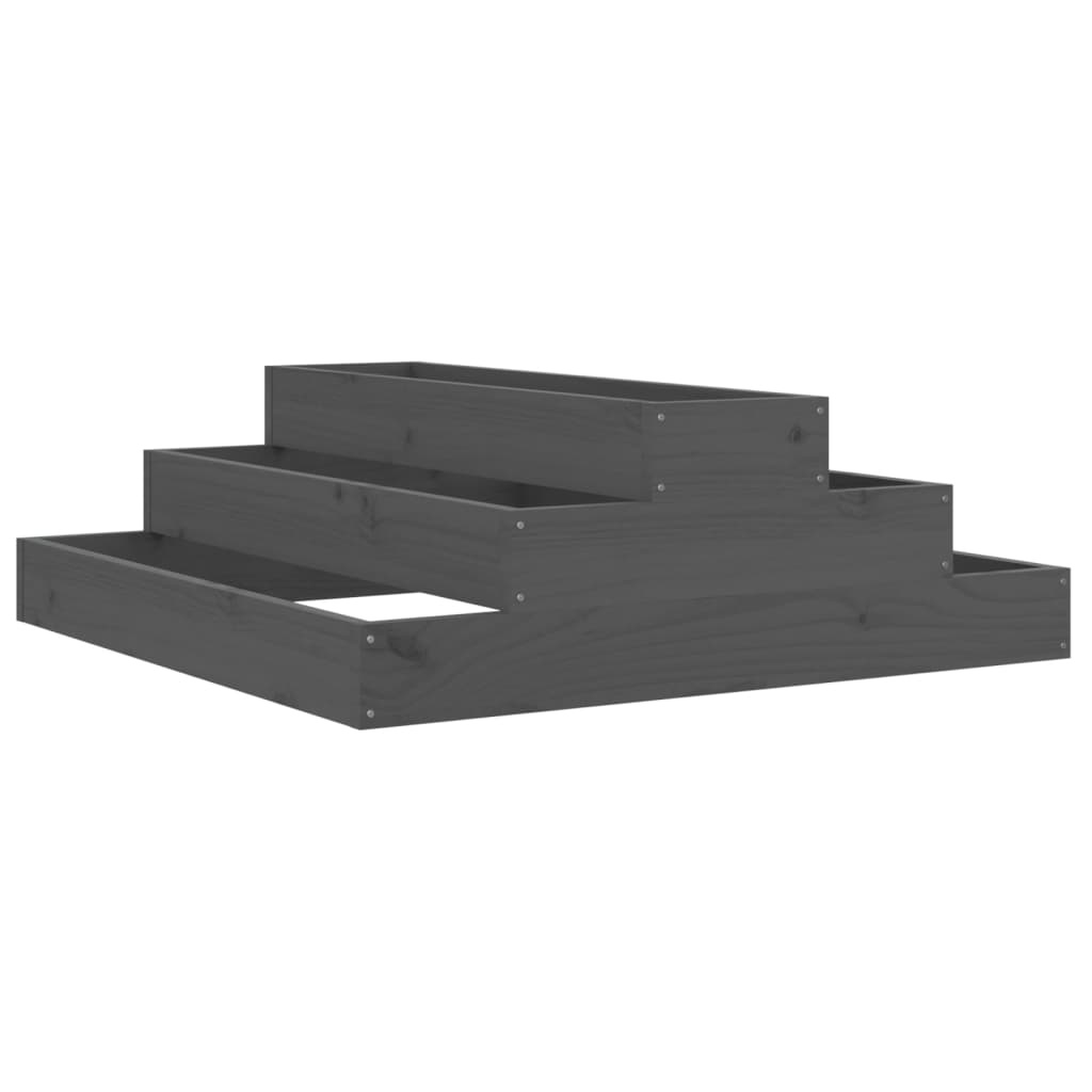 VidaXL Plantenbak 80x80x27 cm massief grenenhout grijs