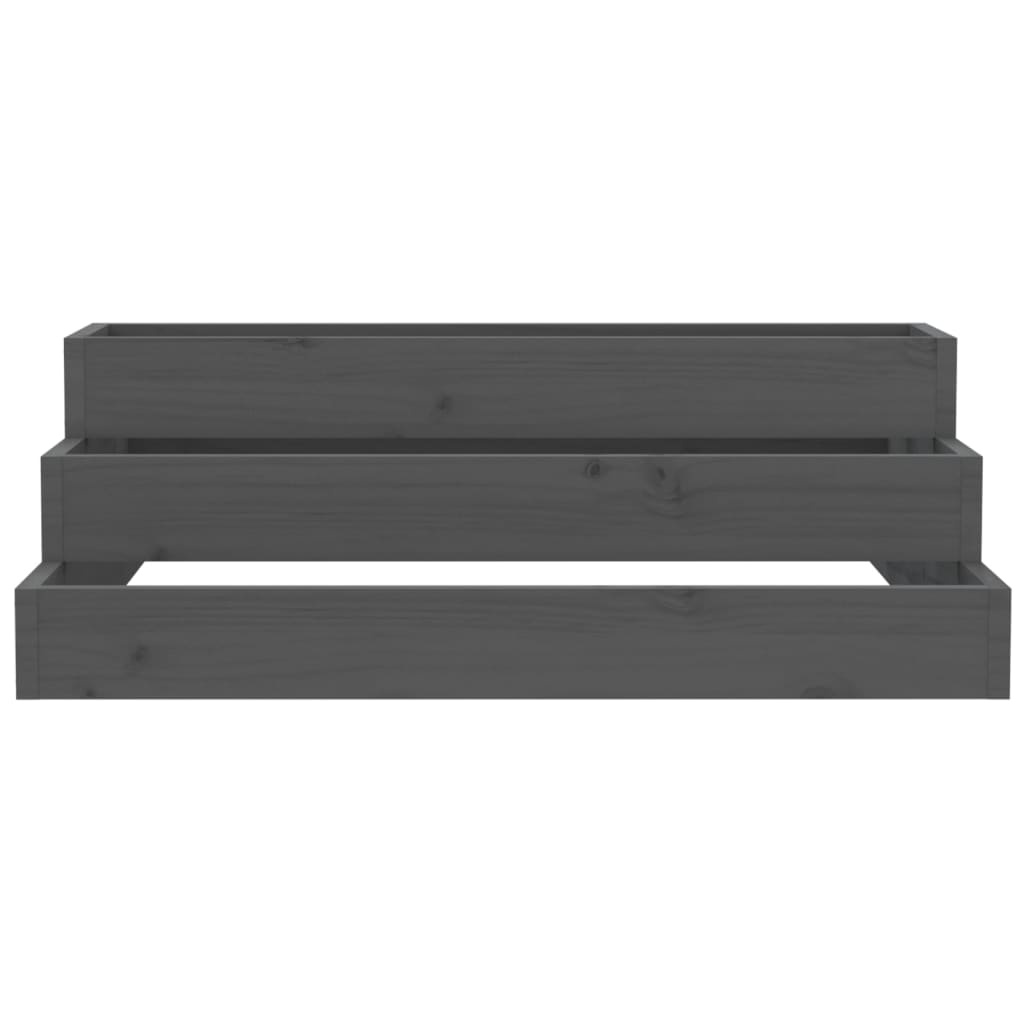 VidaXL Plantenbak 80x80x27 cm massief grenenhout grijs