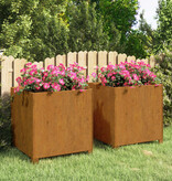 VidaXL Plantenbakken met poten 2 st roestig 49x47x50 cm cortenstaal