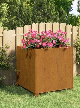 VidaXL Plantenbak met poten roestig 49x47x50 cm cortenstaal