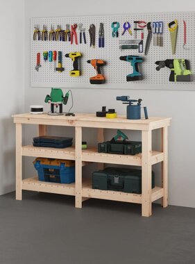 VidaXL Werkbank 142,5x50x80 cm massief grenenhout