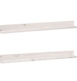 VidaXL Wandkasten 2 st 110x11x9 cm massief grenenhout wit