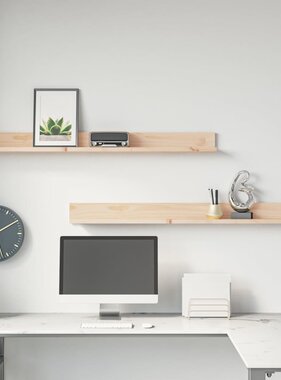 VidaXL Wandkasten 2 st 110x11x9 cm massief grenenhout