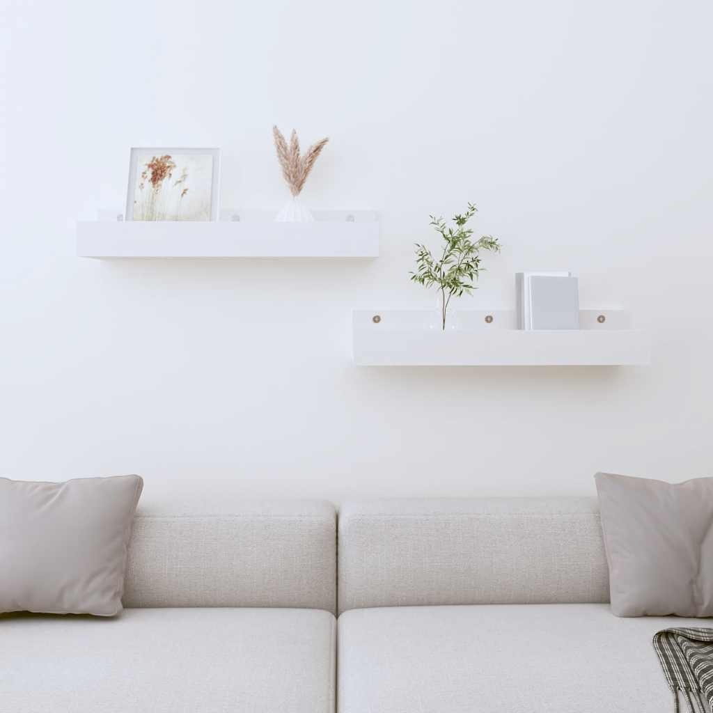 VidaXL Wandschappen 2 st 50x12x9 cm massief grenenhout wit