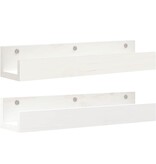 VidaXL Wandschappen 2 st 50x12x9 cm massief grenenhout wit