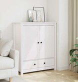 VidaXL Hoge kast 83x41,5x100 cm massief grenenhout wit