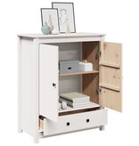 VidaXL Hoge kast 83x41,5x100 cm massief grenenhout wit