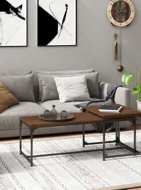 VidaXL Salontafels 2 st bewerkt hout bruin eikenkleur